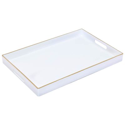 WHITE/GOLD RECT TRAY 40X26X4CM