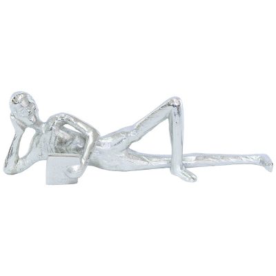 SILVER MAN READING BOOK 9X31X11CM