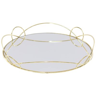 GOLD MIRROR TRAY 37CM DIA