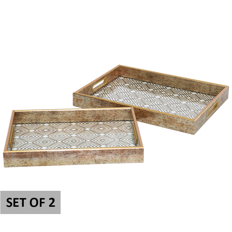 GOLD MAZE TRAY SET/2 40X30/35X25C - Image 2