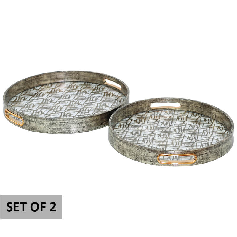 GOLD ETCH TRAY SET/2 36/32CM - Image 2