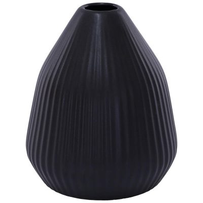 SATIN BLACK COACHELLA VASE 12X14C