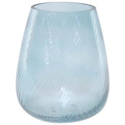 SOFT BLUE RIBBED VASE 18CM