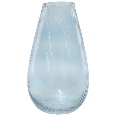 SOFT BLUE RIBBED VASE 26CM