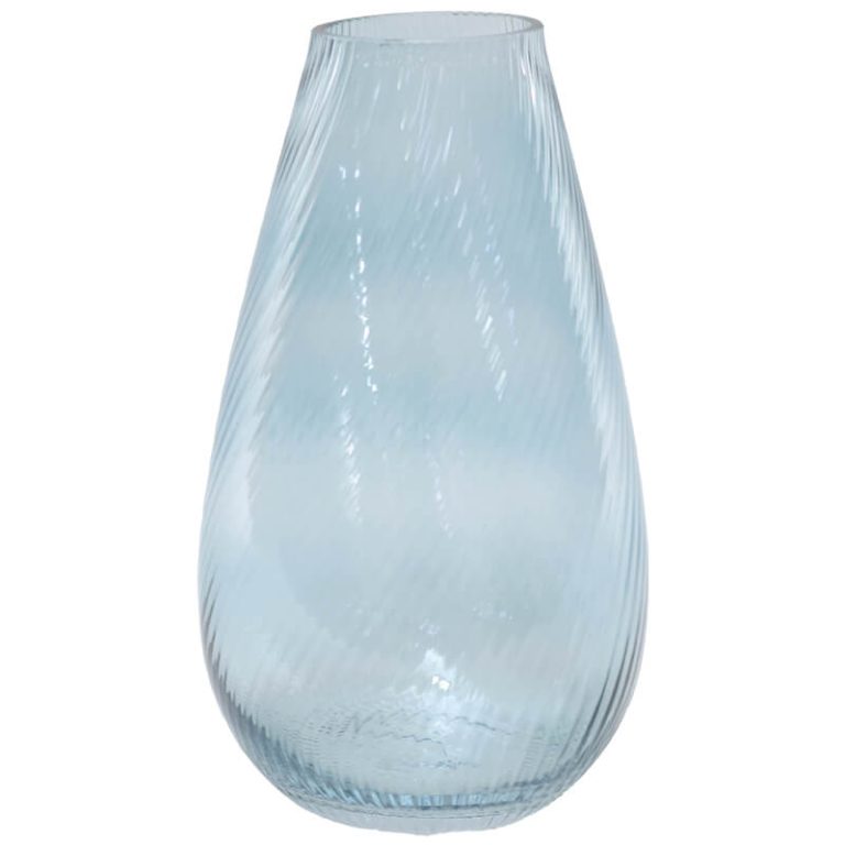 SOFT BLUE RIBBED VASE 26CM – Transnatal