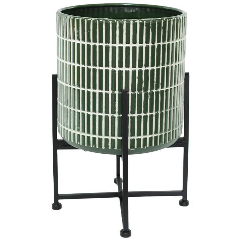 PARADISE GREEN PLANTER/STAND 41CM