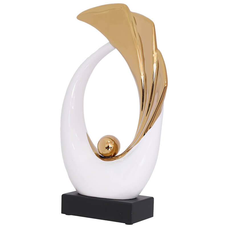 WHITE/GOLD WAVE SCULPTURE 38CM - Image 3