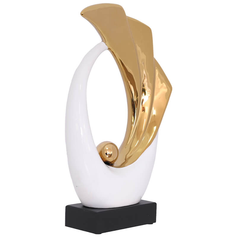 WHITE/GOLD WAVE SCULPTURE 38CM - Image 2