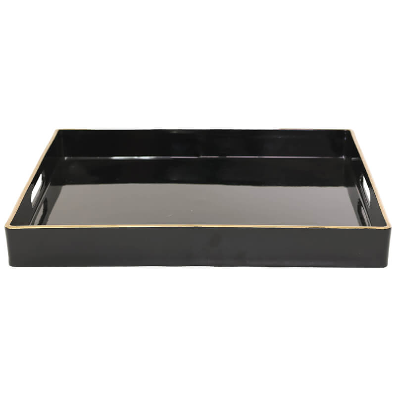 SQ BLACK TRAY GOLD TRIM 36X36CM - Image 3