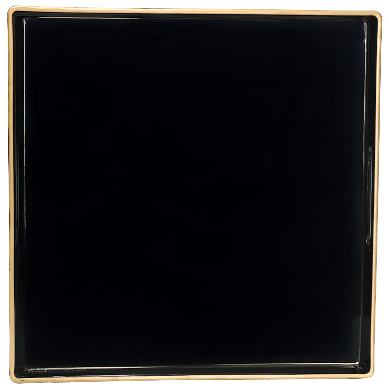 SQ BLACK TRAY GOLD TRIM 36X36CM - Image 2