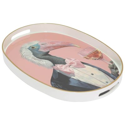HORNBILL IN TUX OVAL TRAY 40X28CM