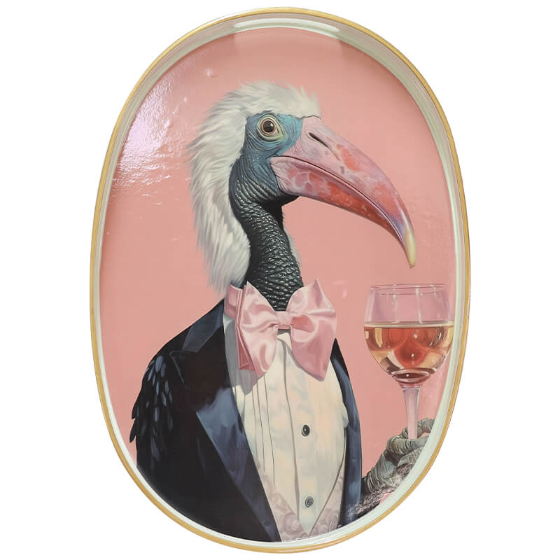 HORNBILL IN TUX OVAL TRAY 40X28CM - Image 2