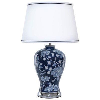 MAYA BLUE VASE LAMP/WHITE SHADE 69CM