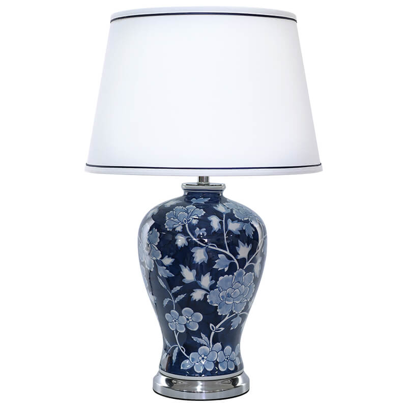 MAYA BLUE VASE LAMP/WHITE SHADE 69CM