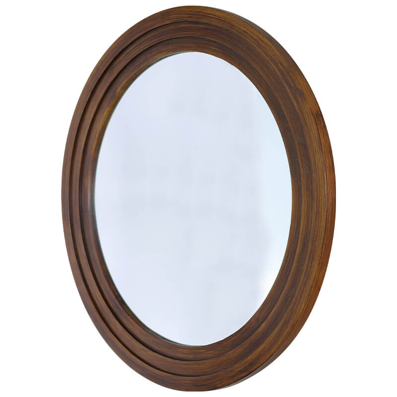 BROWN WOODEN FRAME MIRROR 78CM DI - Image 2
