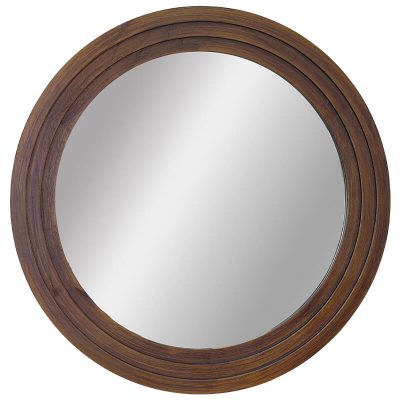 BROWN WOODEN FRAME MIRROR 78CM DI
