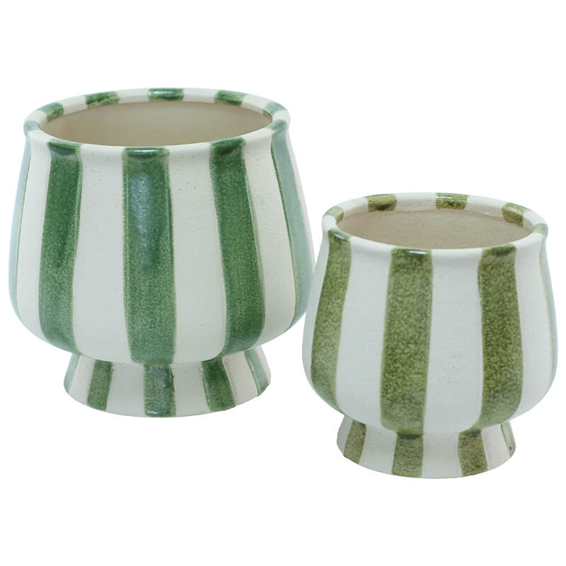 GREEN STRIPE FTD VASE 15X16CM - Image 2