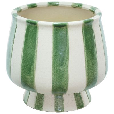 GREEN STRIPE FTD VASE 19X20CM