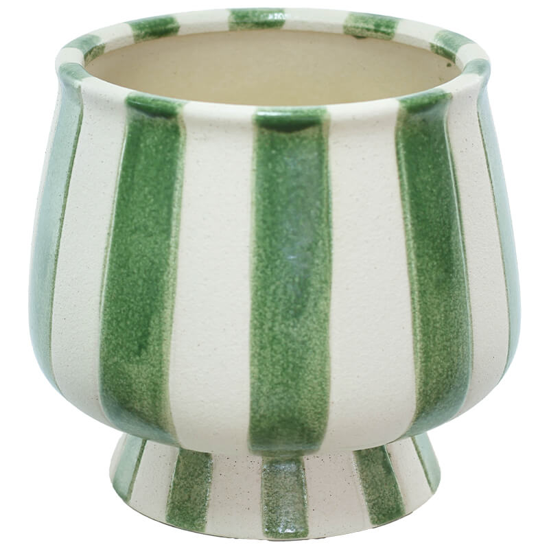 GREEN STRIPE FTD VASE 19X20CM