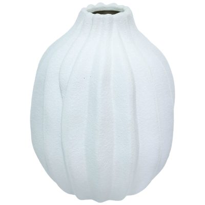 WHITE WIDE RIB VASE 17CM
