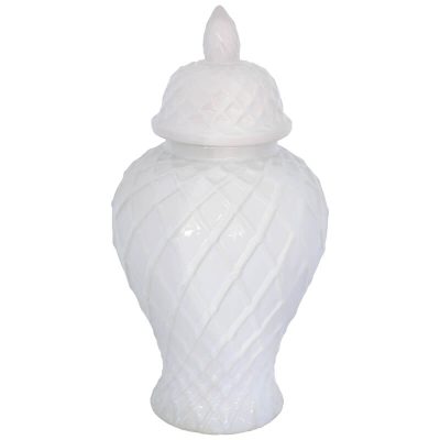 CHALKY WHITE GINGER JAR/LID 37CM