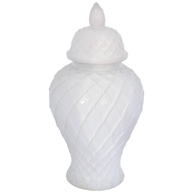 CHALKY WHITE GINGER JAR/LID 37CM