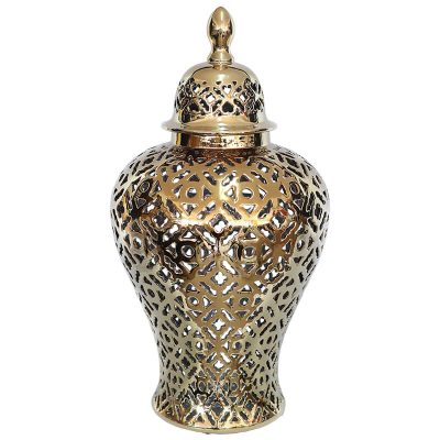 GLEAMING GOLD GINGER JAR/LID 62CM