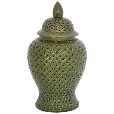 JADE GREEN GINGER JAR/LID 47CM
