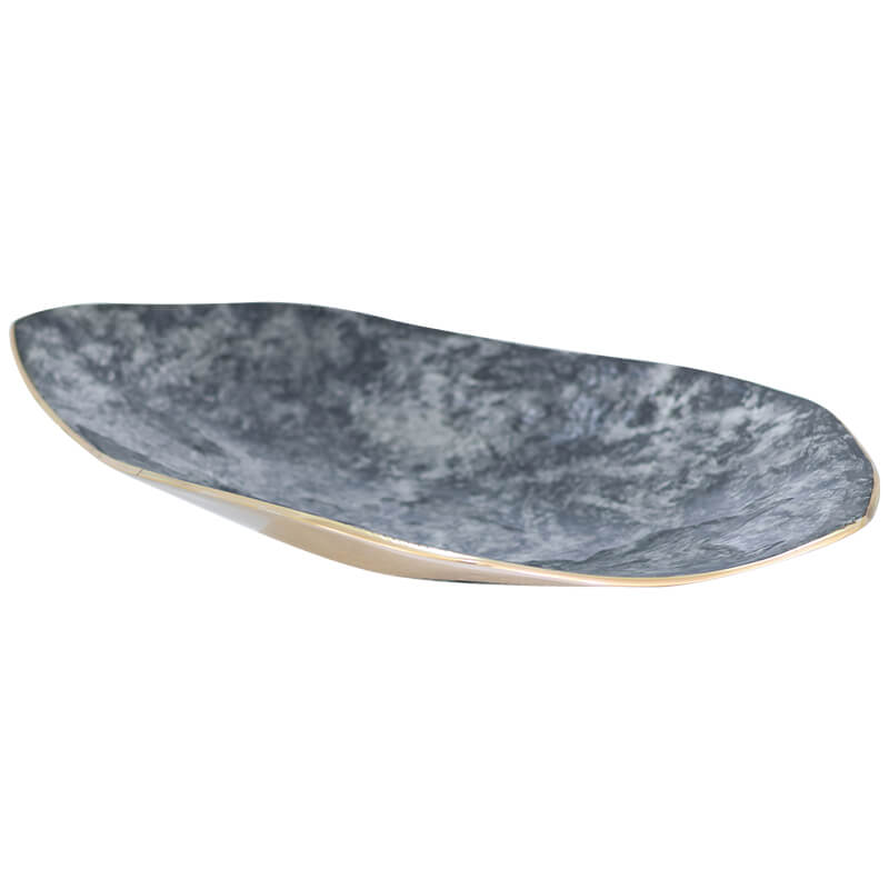 GOLD WAVY EYE BOWL / GREY MARBLE