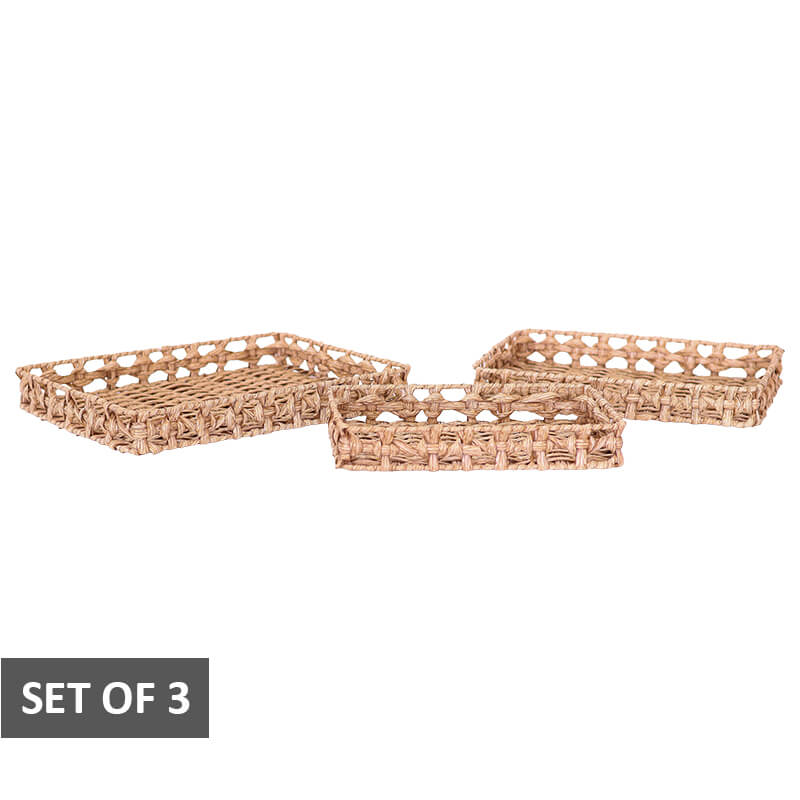 WOVEN DECOR TRAY SET/3