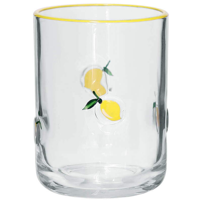 LEMON TUMBLER YELLOW RIM 390ML