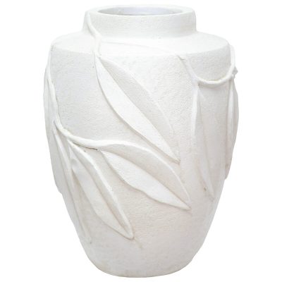 WHITE LEAF VASE 40X30CM