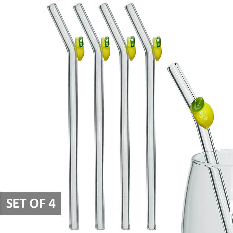 LEMONS GLASS STRAWS SET/4