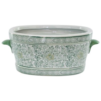 GREEN WHITE HIBISCUS PLANTER