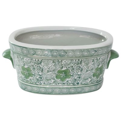GREEN WHITE HIBISCUS PLANTER