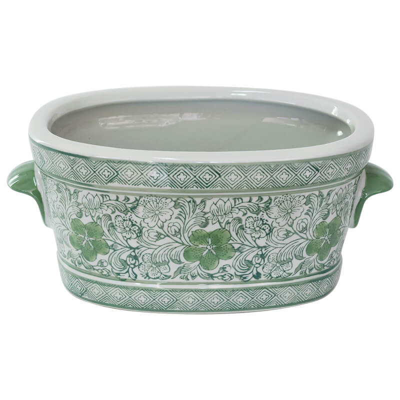 GREEN WHITE HIBISCUS PLANTER