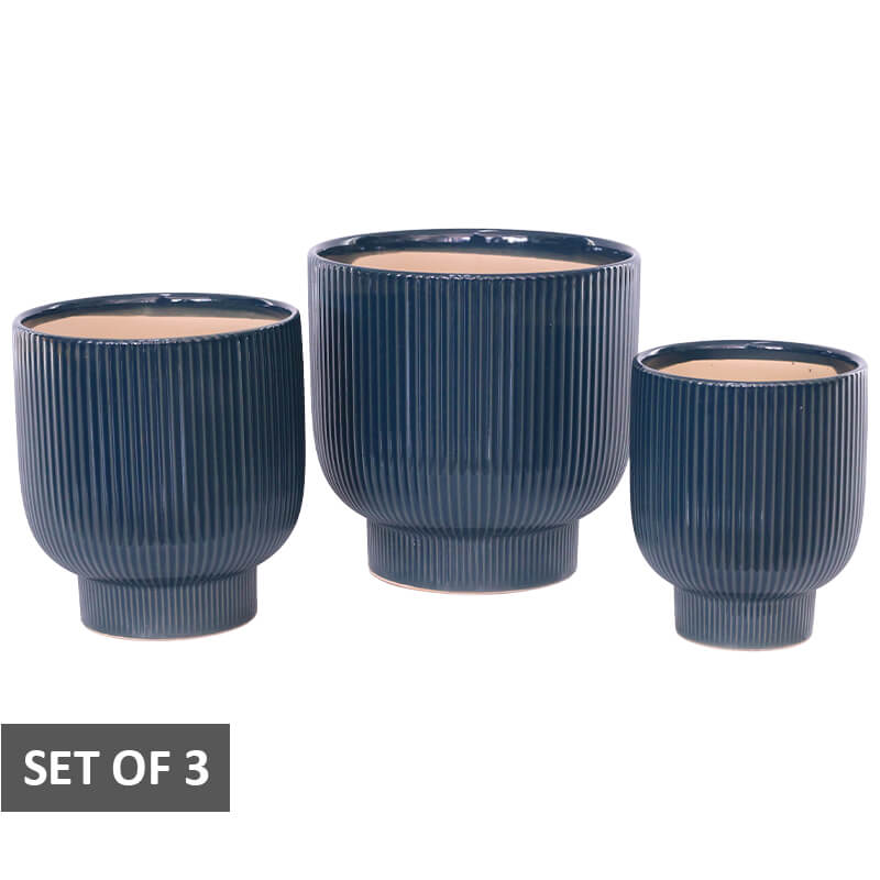 NAVY BLUE LINE POT SET/3 21CM