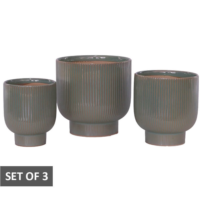 TURQUOISE LINE POT SET/3 21CM