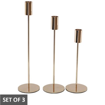 GOLD CANDLE STICK SET/3 22/27/32C