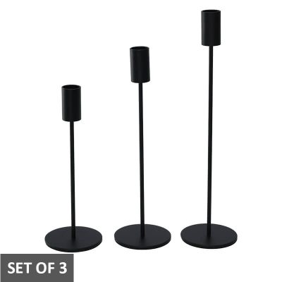BLACK CANDLE STICK SET/3 22/27/32