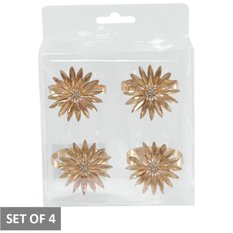 GOLD FLOWER NAPKIN RING SET/4 - Image 3