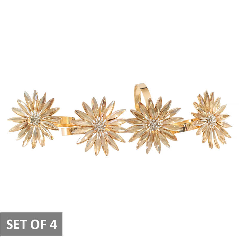GOLD FLOWER NAPKIN RING SET/4 - Image 2