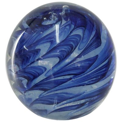 BLUE SWIRL PAPER WEIGHT 8CM