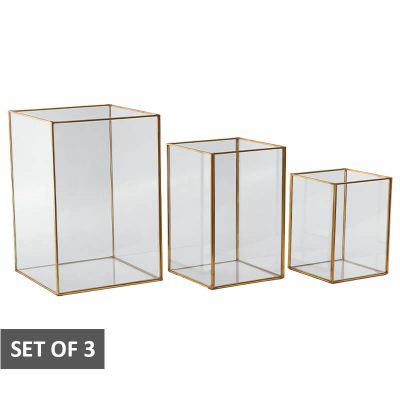 GOLD SQ C/HOLDER SET/3 15/20/25CM