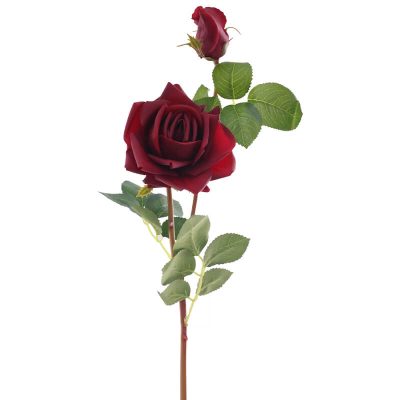 RED ROSE AND BUD 70CM