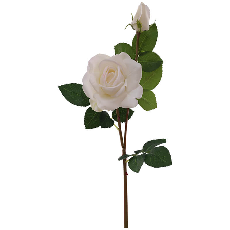 WHITE ROSE AND BUD 70CM