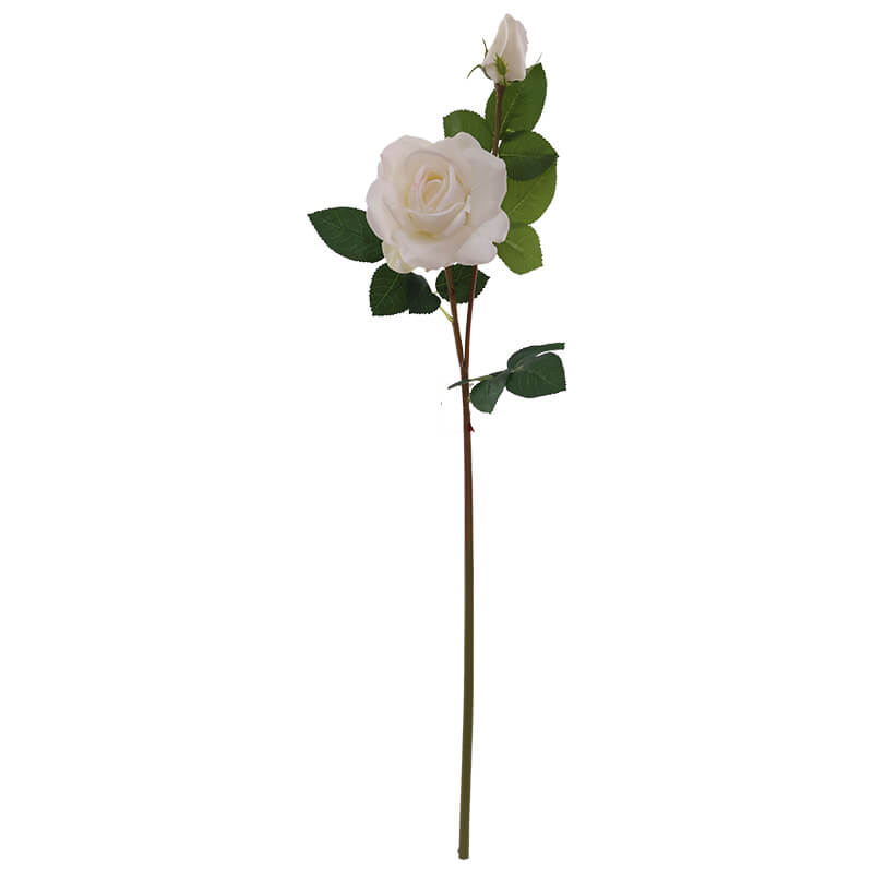 WHITE ROSE AND BUD 70CM - Image 2