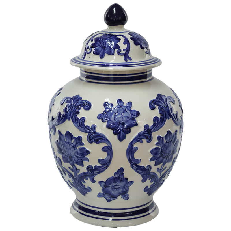BLUE/WHITE GINGER JAR 45CM