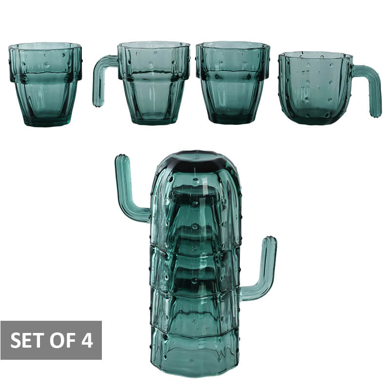 GREEN CACTUS DRINKWARE SET4/250ML